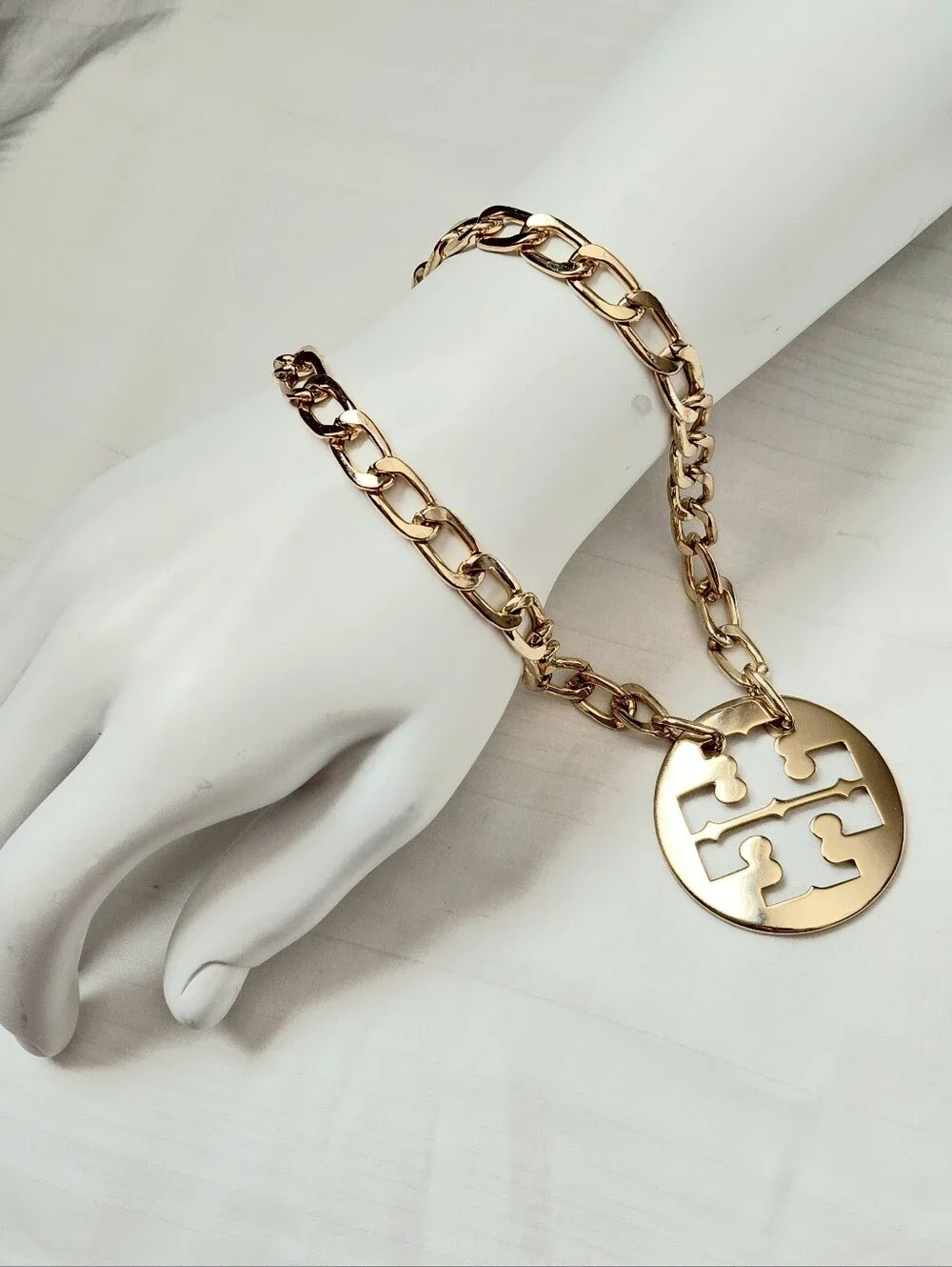 Tory Burch Gold Logo Statement Necklace